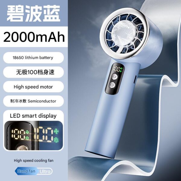 Portable Ice Cooling Handheld Fan with Digital Display
